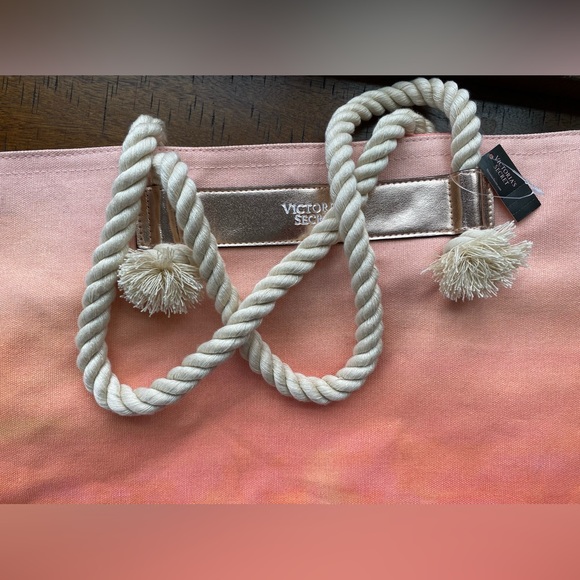 •NWT•Victoria’s Secret Ombré XL Tote Bag with Braided Rope Handles - Picture 3 of 13